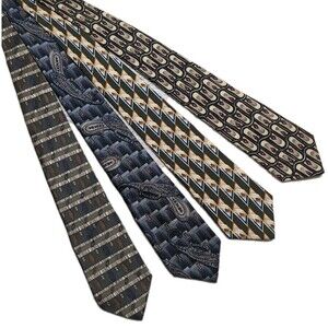 4pk Multicolor Barrington Classic Geometric Necktie Bundle LOT 100% Silk (USA)